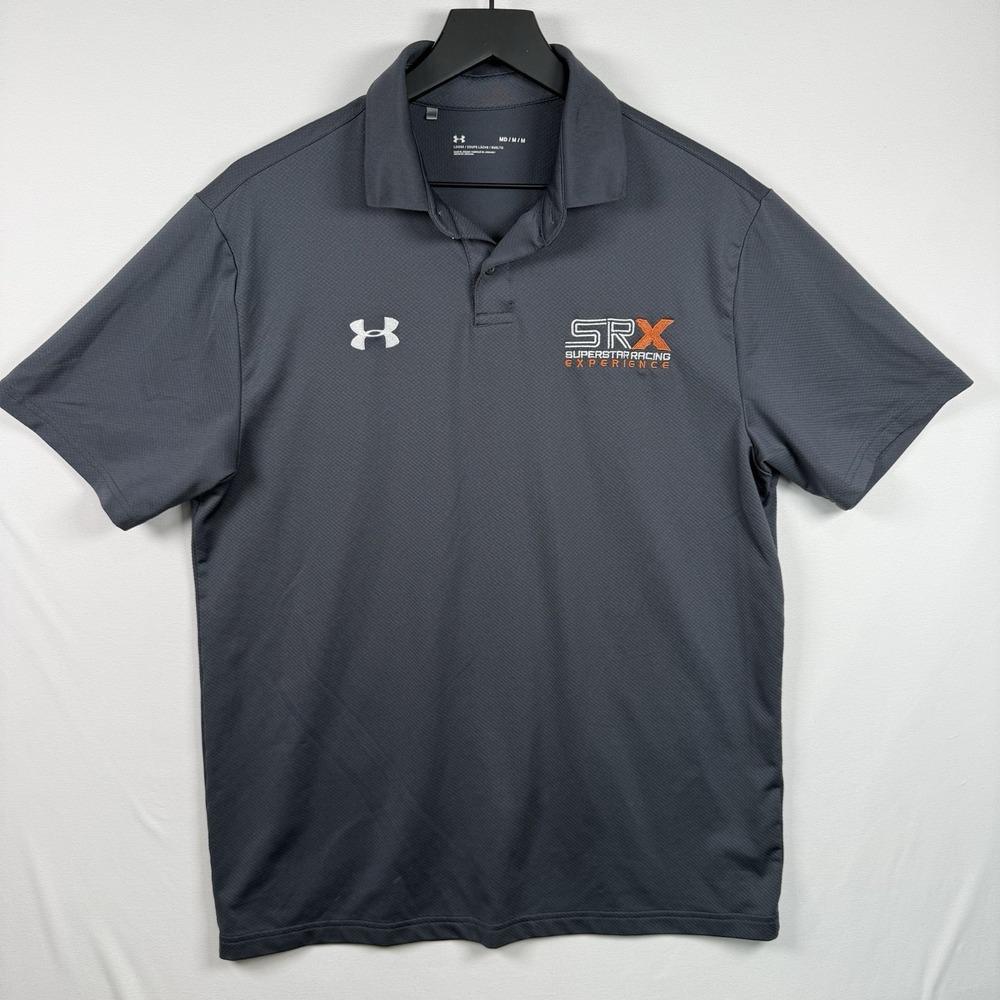 SRX Superstar Racing Experience Polo Shirt Team Issued Medium Dark Grey Stewart